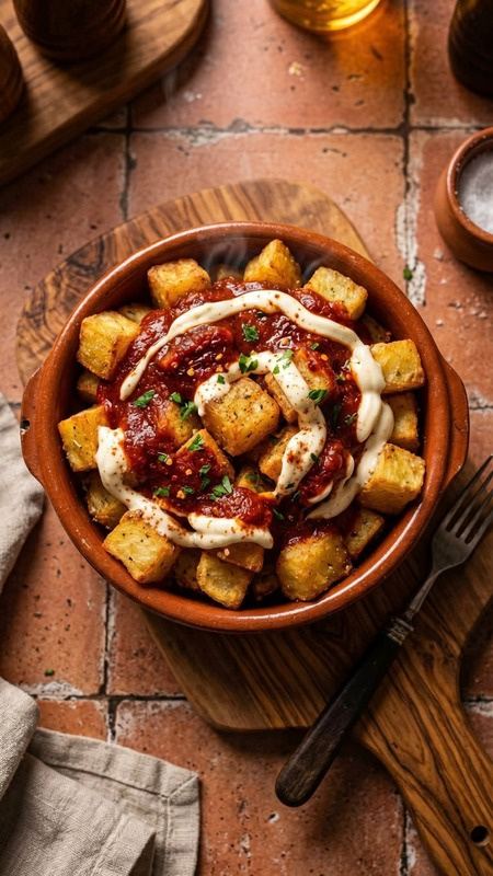 Cazuela de patatas bravas